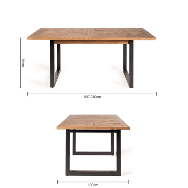 Calgary 6-8 Seat Extending Dining Table & 6 Blue Velvet Fabric Chairs | 190 - 240cm