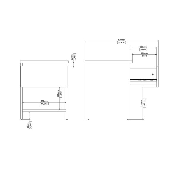 Moderno Bedside  1 Drawer 1 Shelf in Jackson Hickory Oak | Self Assembly