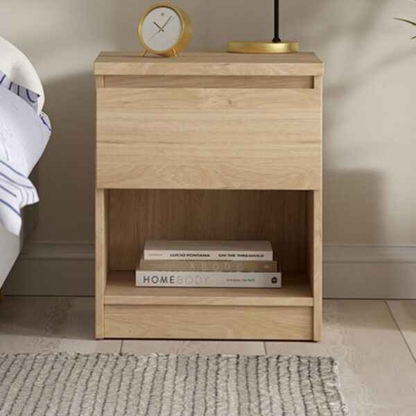 Moderno Bedside  1 Drawer 1 Shelf in Jackson Hickory Oak | Self Assembly