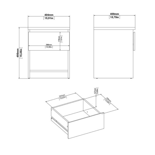 Moderno Bedside  1 Drawer 1 Shelf in Jackson Hickory Oak | Self Assembly