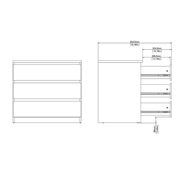 Moderno Chest of 3 Drawers in Jackson Hickory Oak | Self Assembly
