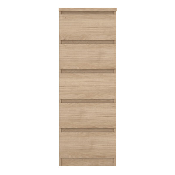 Moderno Narrow Chest of 5 Drawers in Jackson Hickory Oak | Self Assembly