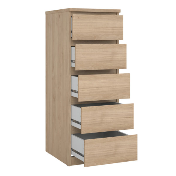 Moderno Narrow Chest of 5 Drawers in Jackson Hickory Oak | Self Assembly