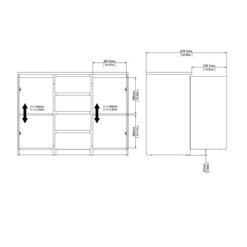 Moderno Sideboard  4 Drawers 2 Doors in Jackson Hickory Oak
