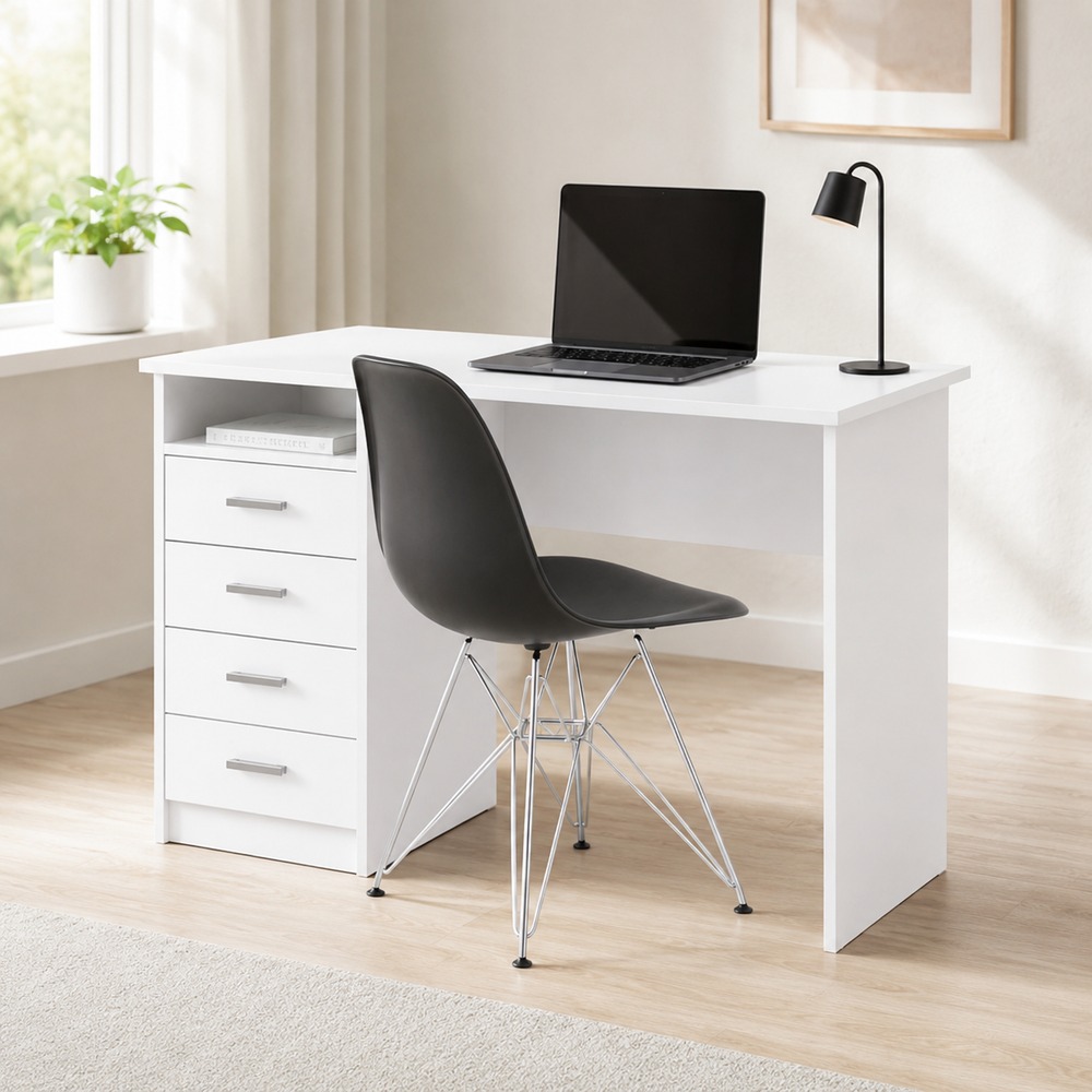 Ajax Plus White 4 Drawer Desk