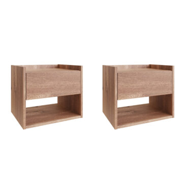 Torquay Floating Pair of 1 Drawer Bedside Tables | Oak Finish
