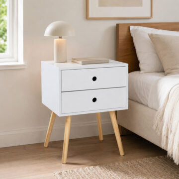 Staffa White 2 Drawer Bedside Cabinet