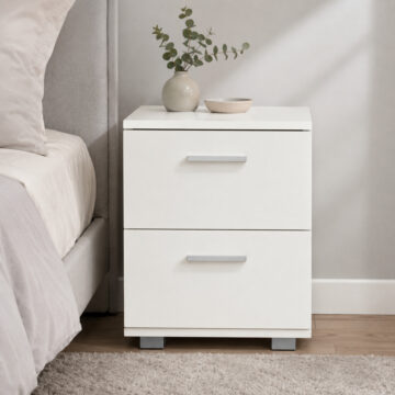 Clermont White 2 Drawer Bedside Cabinet