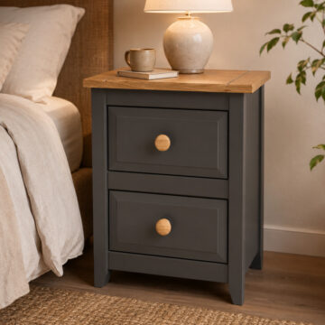 Laurent Grey 2 Drawer Petite Bedside Cabinet