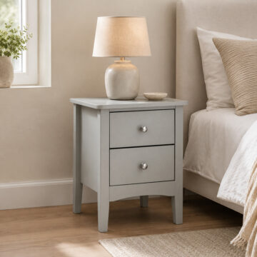 Saint Cloud Grey 2 Drawer Petite Bedside Cabinet