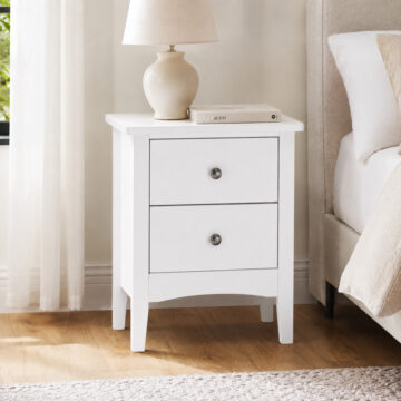 Saint Cloud White 2 Drawer Petite Bedside Cabinet