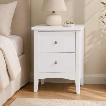 Saint Cloud White 2 Drawer Bedside Cabinet