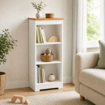 Thornton Low Narrow Painted Bookcase | Soft White