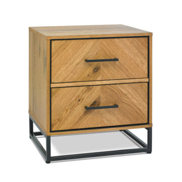 Lambourne Rustic Oak 2 Drawer Nightstand | Bedside Table