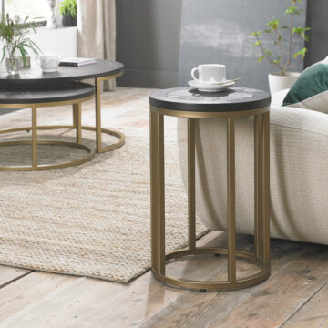 Salen Dark Ash Side Table | Brass Base