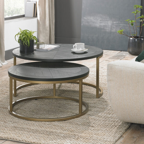 Gold Salen Dark Coffee Nest Of Tables