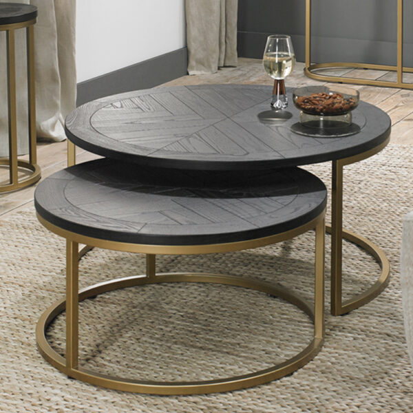 Gold Salen Dark Coffee Nest Of Tables