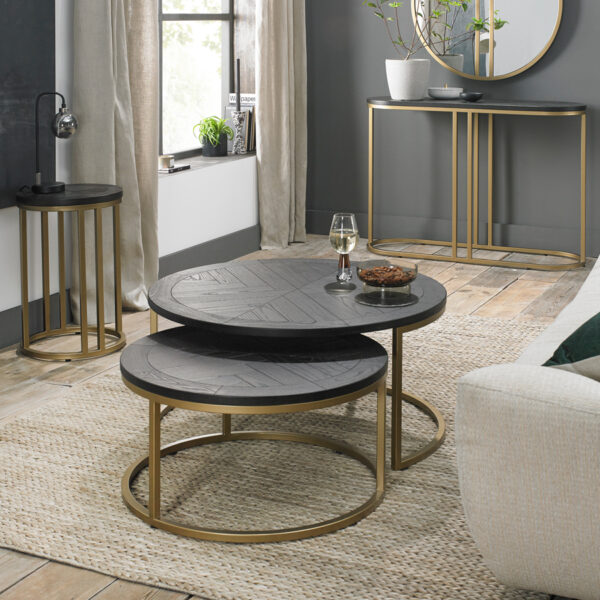 Gold Salen Dark Coffee Nest Of Tables