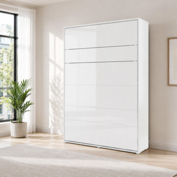 Vertical Wall Bed Concept 140cm | White Gloss Finish