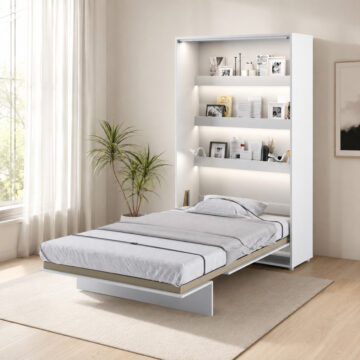 Vertical Wall Bed Concept 120cm | White Gloss