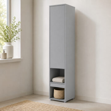 Tall Storage Cabinet for Vertical Wall Bed Concept | Grey Matt