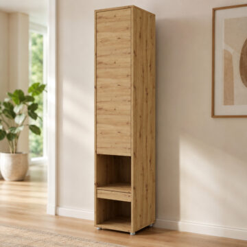 Tall Storage Cabinet for Vertical Wall Bed Concept | Oak Artisan