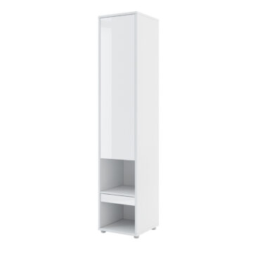 Tall Storage Cabinet for Vertical Wall Bed Concept | White Gloss