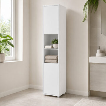 Tall Storage Cabinet for Vertical Wall Bed Concept | White Matt