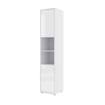 Tall Storage Cabinet for Vertical Wall Bed Concept | White Gloss