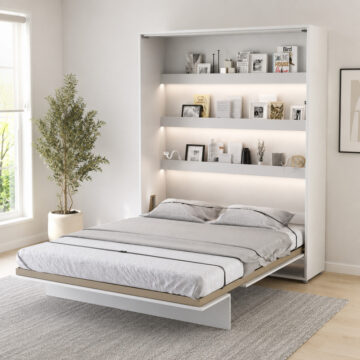 Vertical Wall Bed Concept 160cm | White Gloss