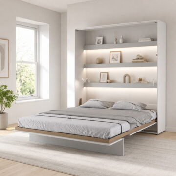 Vertical Wall Bed Concept 180cm | Matt White Finish