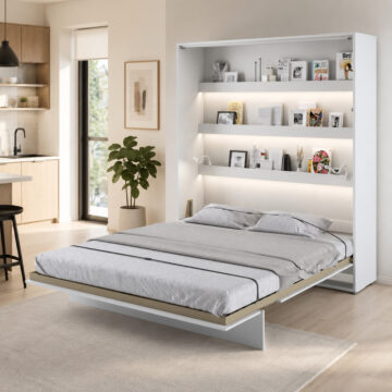 Vertical Wall Bed Concept 180cm | White Gloss