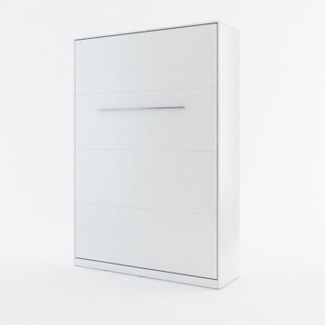 Vertical Wall Bed Concept 140cm | Storage Cabinets | Matt White Finish