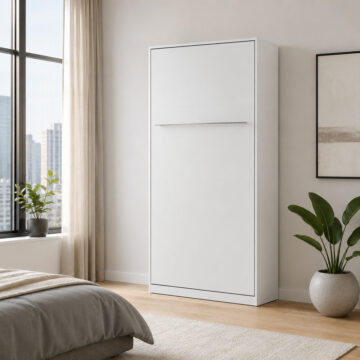 Vertical Wall Bed Concept 90cm | White Matt