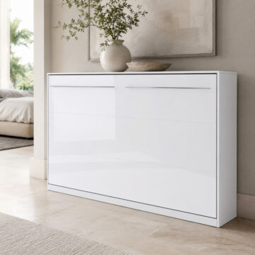 Horizontal Wall Bed Concept 120cm | White Gloss