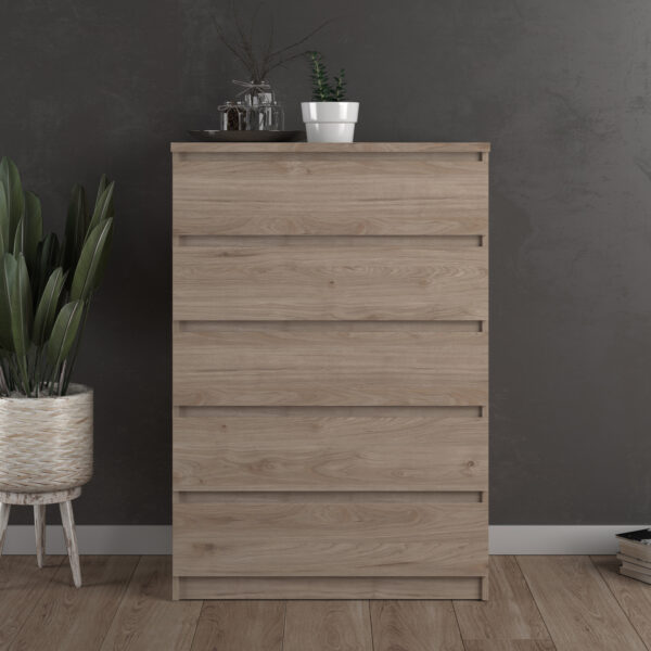 Moderno Chest of 5 Drawers in Jackson Hickory Oak | Self Assembly
