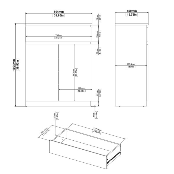 Moderno Sideboard  1 Drawer 2 Doors in Jackson Hickory Oak | Self Assembly
