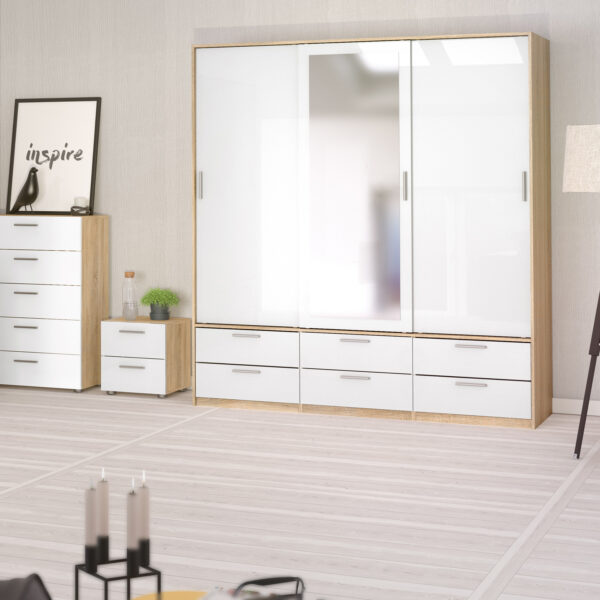 Rossi Bedside 2 Drawers in Oak | Self Assembly