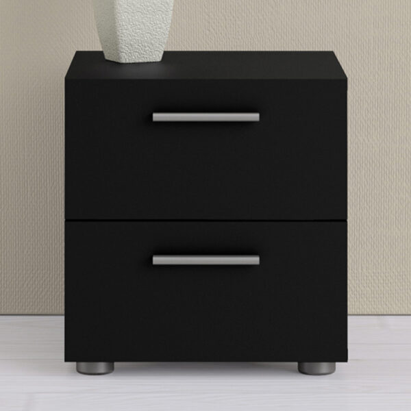 Rossi Bedside 2 Drawers in Black | Self Assembly