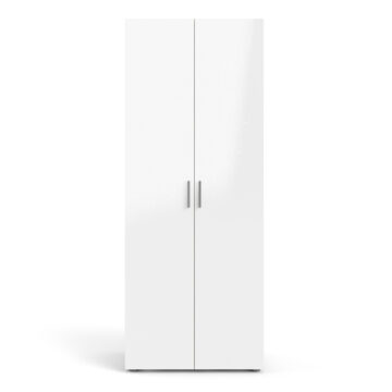 Rossi White High Gloss 2 Door Wardrobe | Oak Finish