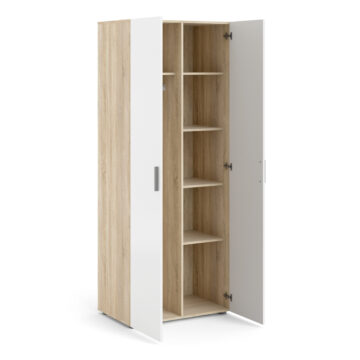 Rossi White High Gloss 2 Door Wardrobe | Oak Finish