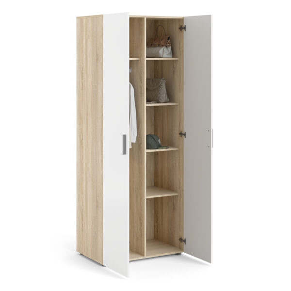 Rossi Wardrobe with 2 doors in Oak with White High Gloss