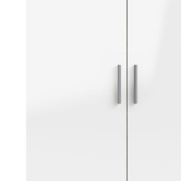 Rossi White High Gloss 2 Door Wardrobe | Oak Finish