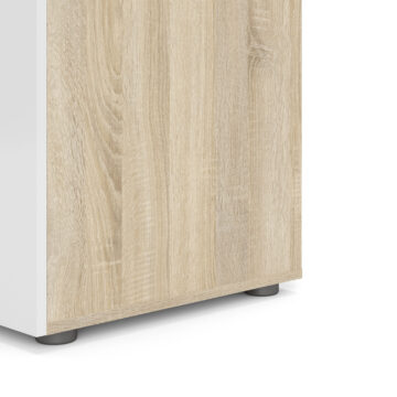 Rossi White High Gloss 2 Door Wardrobe | Oak Finish