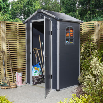 Caspian 4×3 Plastic Apex Shed | Dark Grey