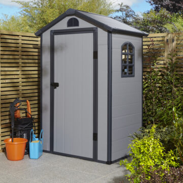 Caspian 4x3 Plastic Apex Shed | Light Grey