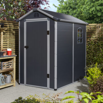 Caspian 4x6 Plastic Apex Shed | Dark Grey