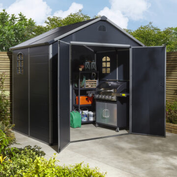 Caspian 8x6 Plastic Apex Shed | Dark Grey