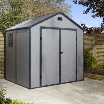 Caspian 8x6 Plastic Apex Shed | Light Grey