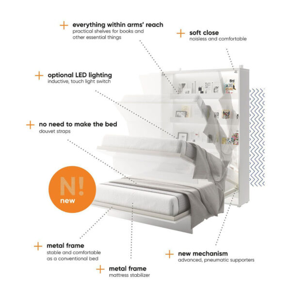 Vertical Wall Bed Concept 140cm | White Matt